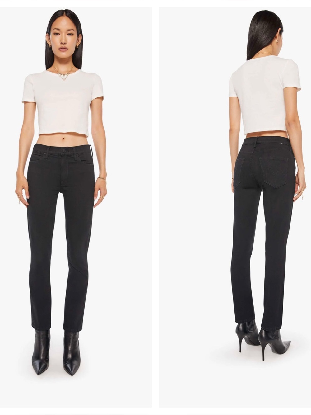 MOTHER The Mid Rise Dazzler Ankle Jeans in Not Guilty Black - Size 26